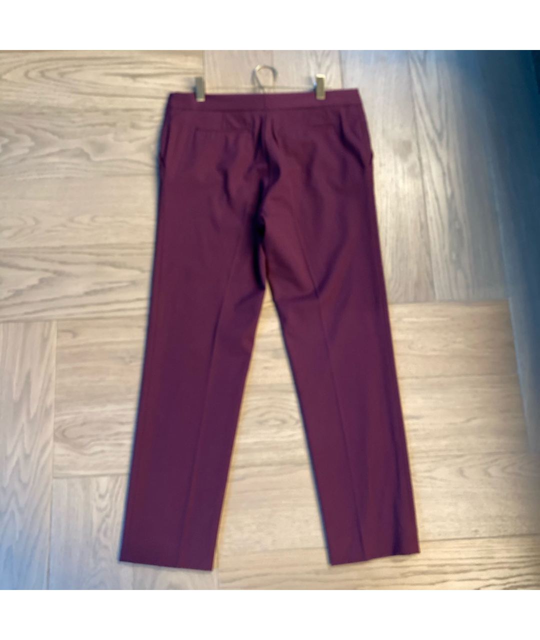 SALVATORE FERRAGAMO Бордовые шерстяные прямые брюки, фото 2