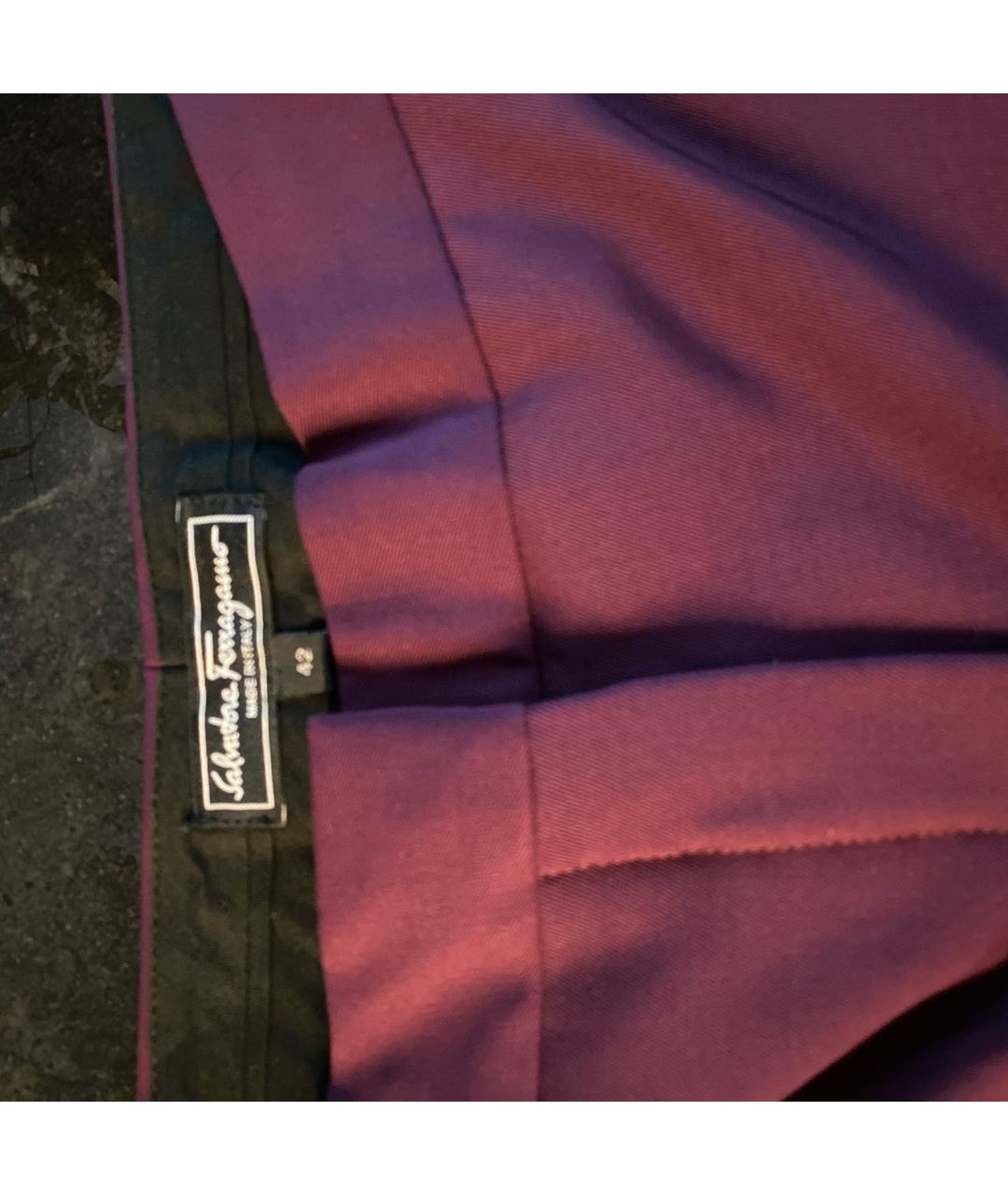 SALVATORE FERRAGAMO Бордовые шерстяные прямые брюки, фото 3