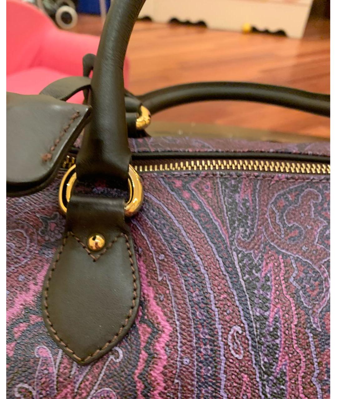 ETRO Фиолетовая кожаная сумка с короткими ручками, фото 7