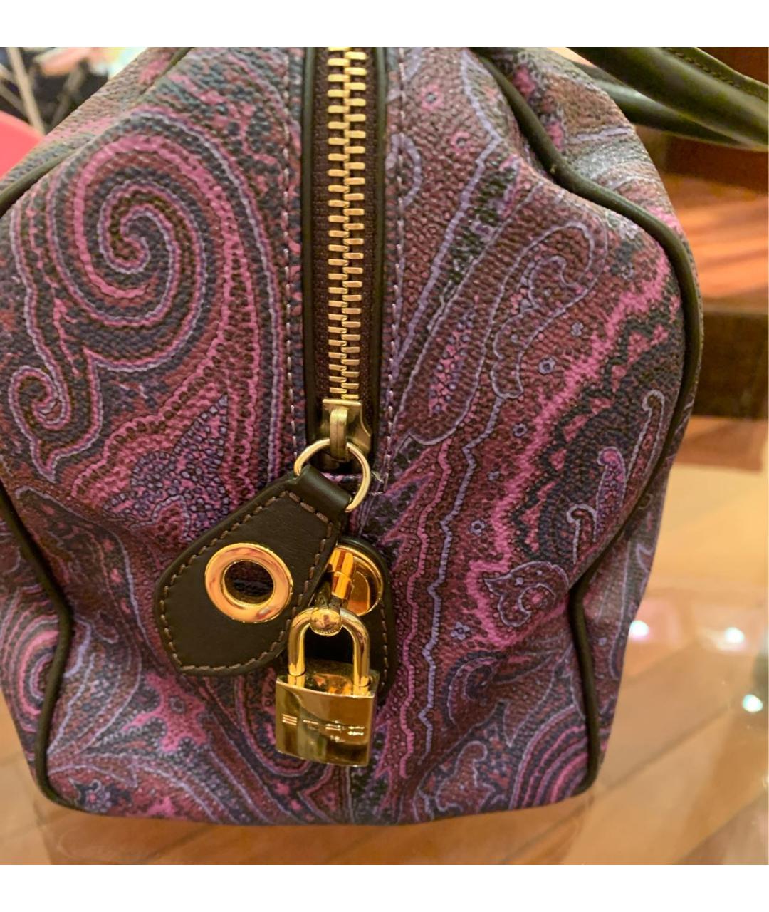 ETRO Фиолетовая кожаная сумка с короткими ручками, фото 6
