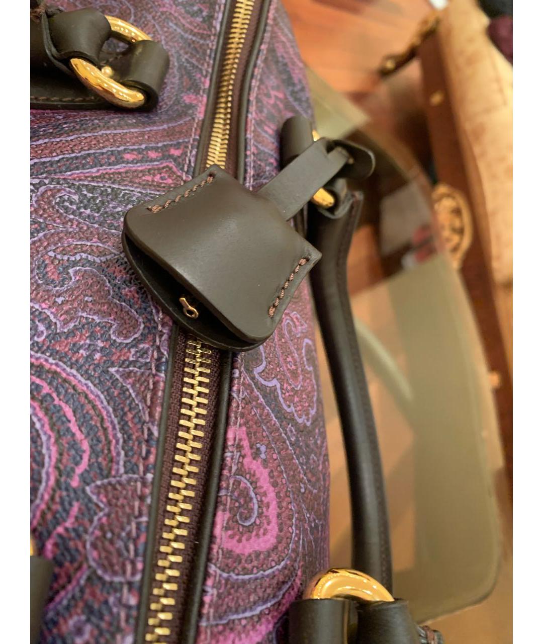 ETRO Фиолетовая кожаная сумка с короткими ручками, фото 5