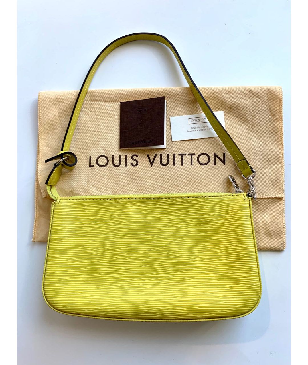 LOUIS VUITTON PRE-OWNED Желтая кожаная сумка тоут, фото 4