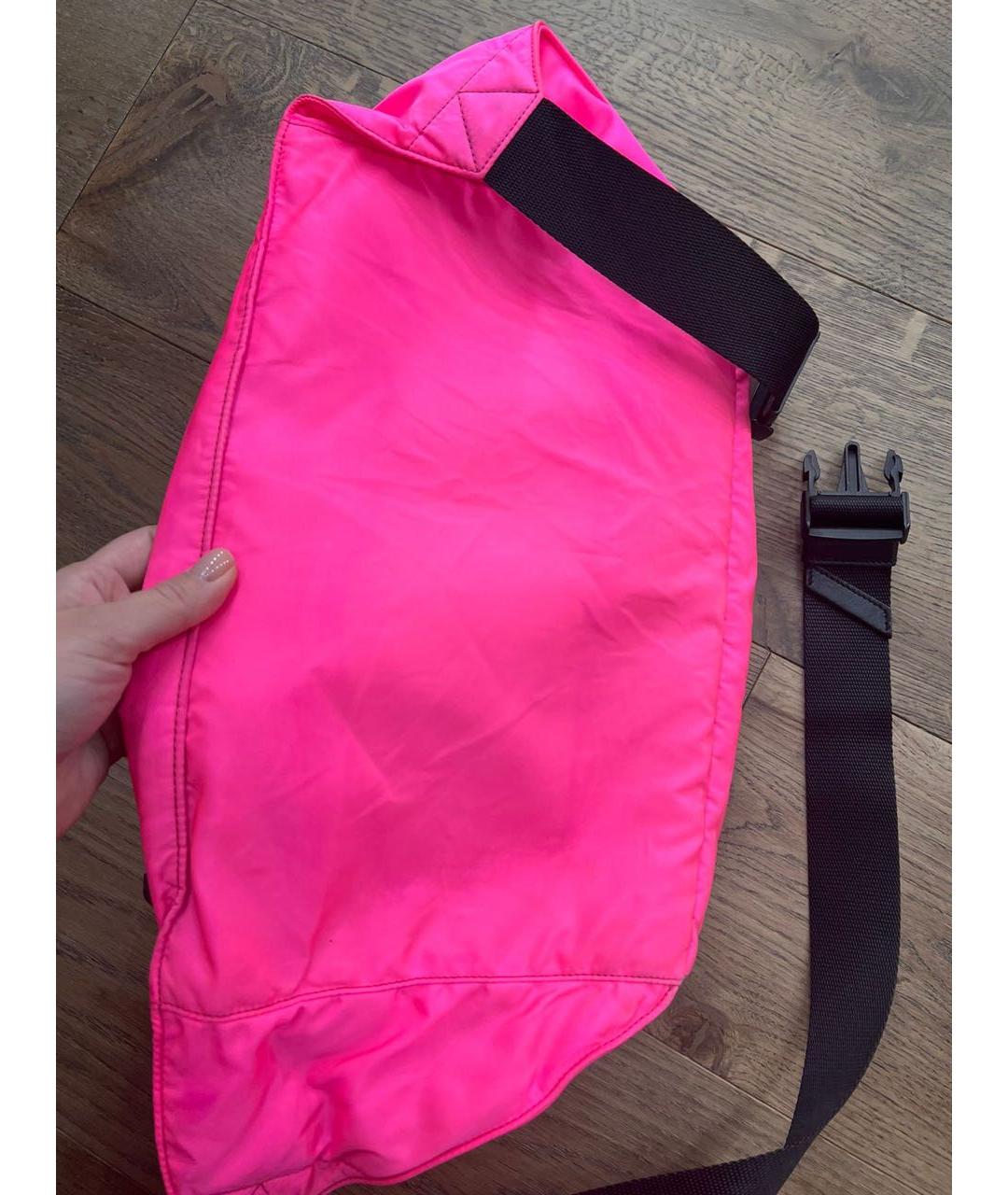 PRADA Розовая тканевая поясная сумка, фото 7