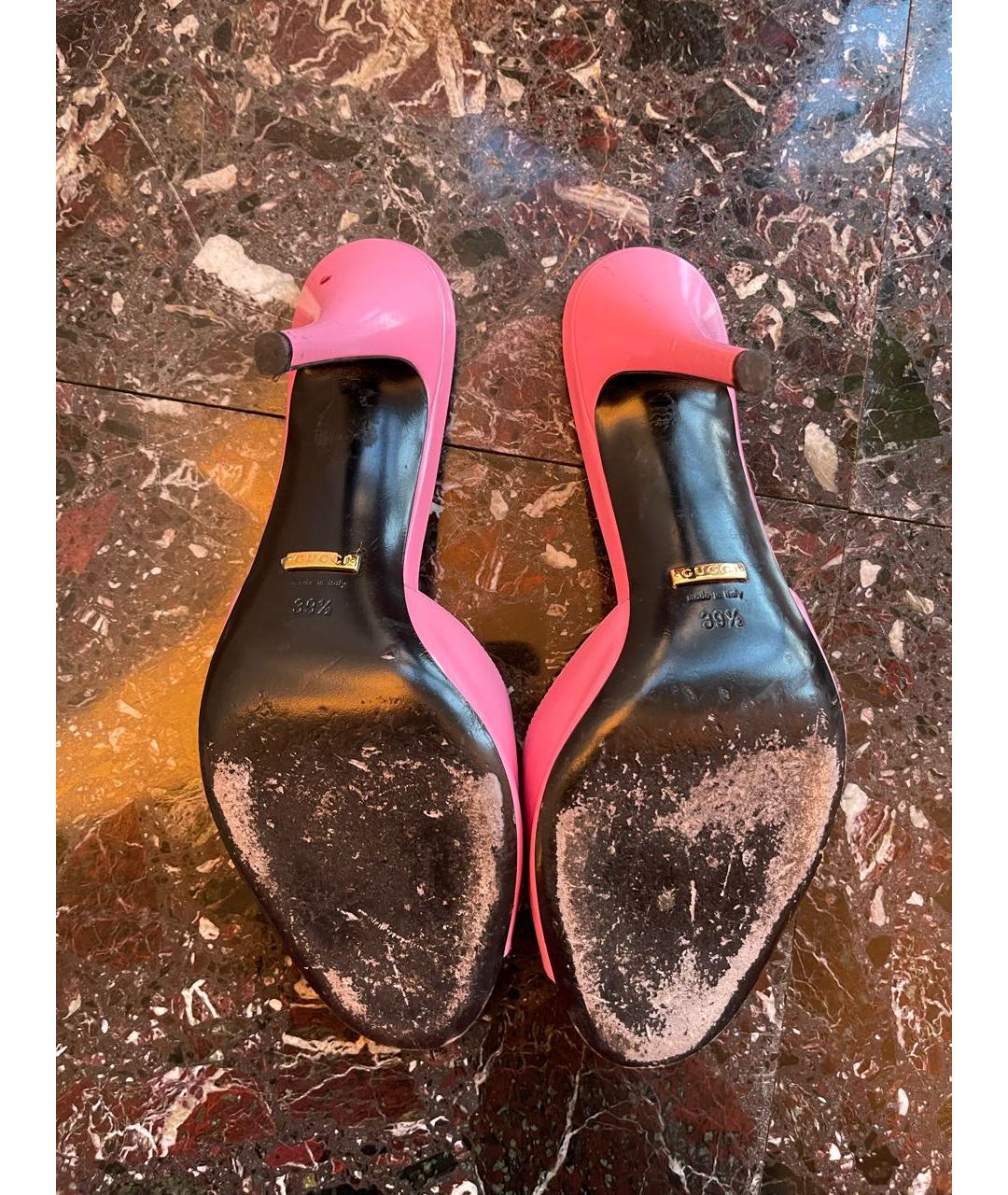 GUCCI Розовые кожаные мюли, фото 2