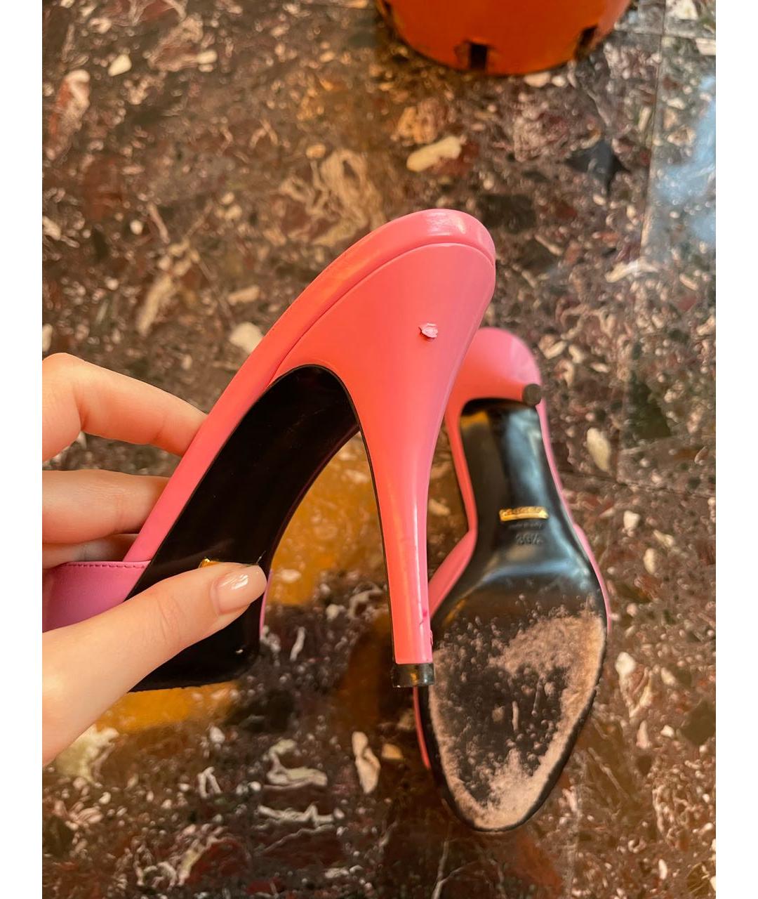 GUCCI Розовые кожаные мюли, фото 8