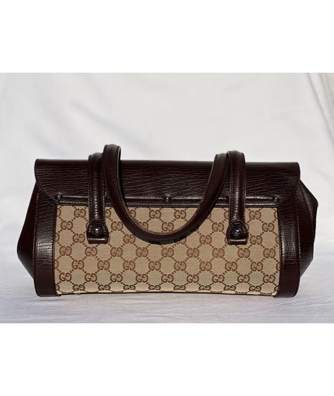 GUCCI Коричневая кожаная сумка с короткими ручками, фото 3