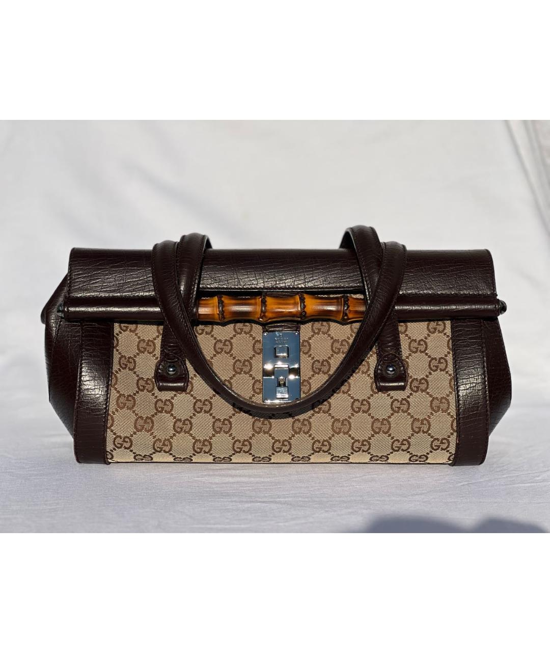 GUCCI Коричневая кожаная сумка с короткими ручками, фото 9