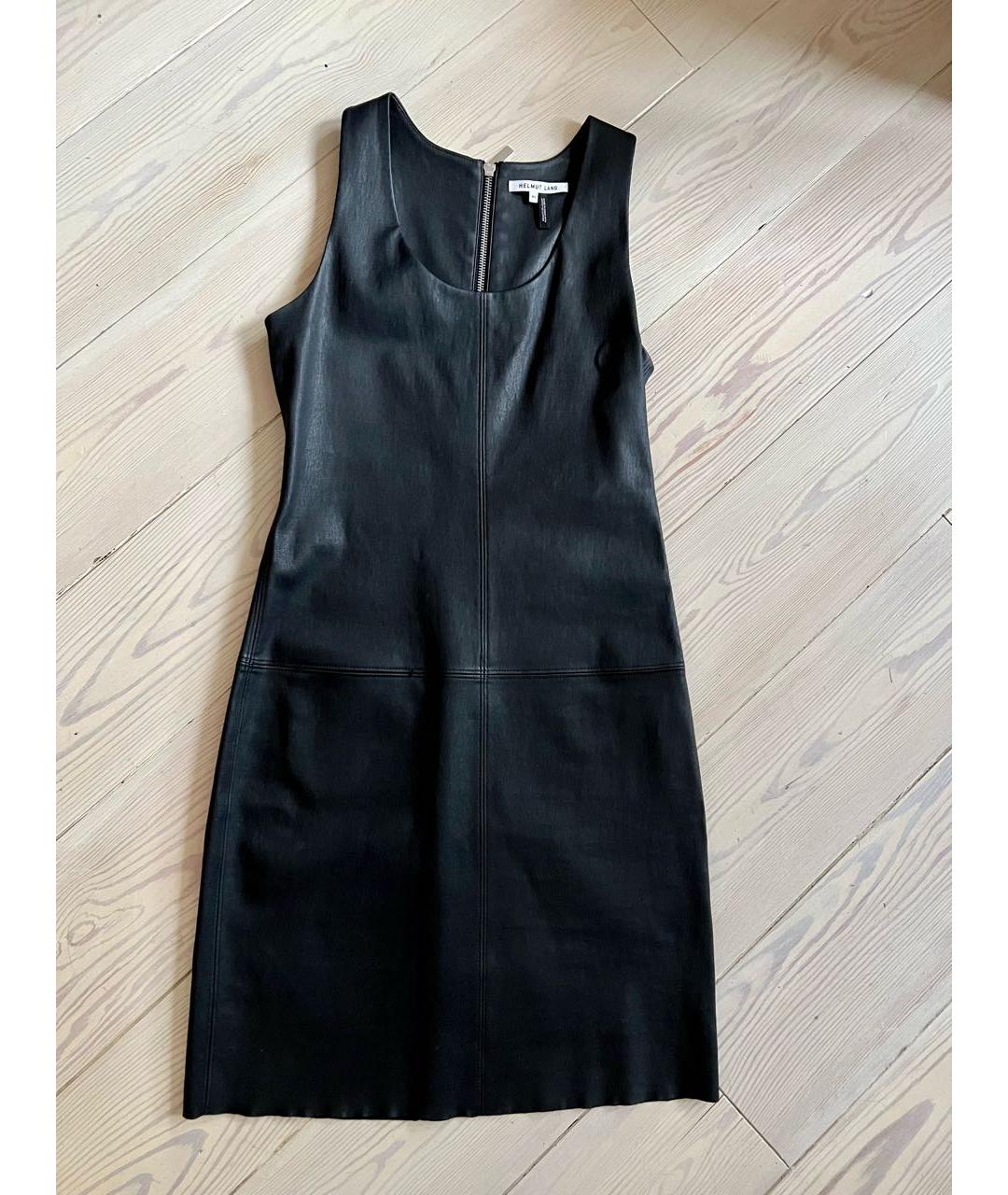 HELMUT LANG Черное кожаное повседневное платье, фото 3