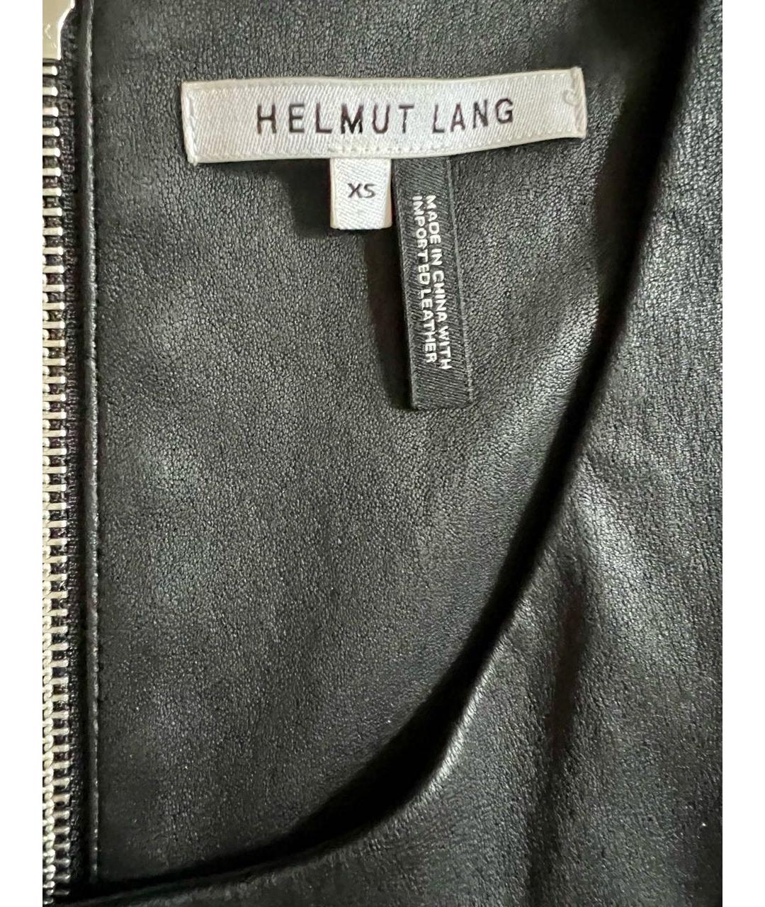 HELMUT LANG Черное кожаное повседневное платье, фото 4