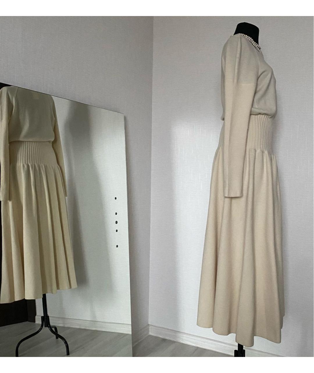 CHANEL PRE-OWNED Белое шерстяное повседневное платье, фото 3