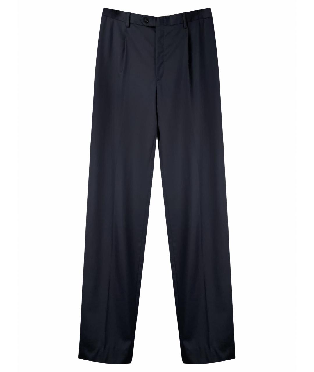 BRIONI Темно-синие шерстяные классические брюки, фото 1