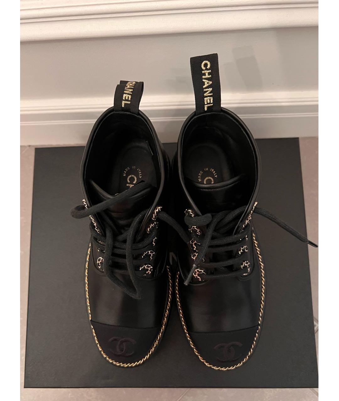 CHANEL Черные кожаные ботинки, фото 2
