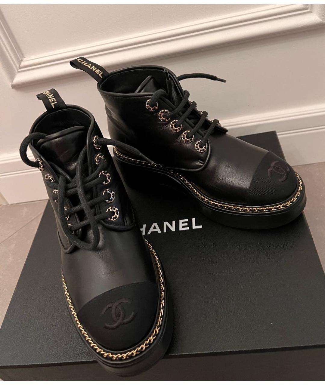 CHANEL Черные кожаные ботинки, фото 4