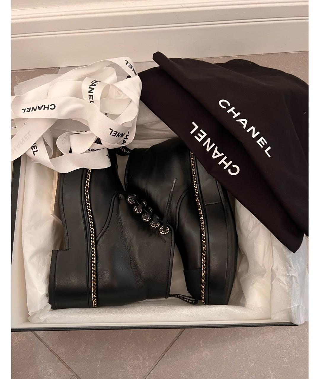 CHANEL Черные кожаные ботинки, фото 6