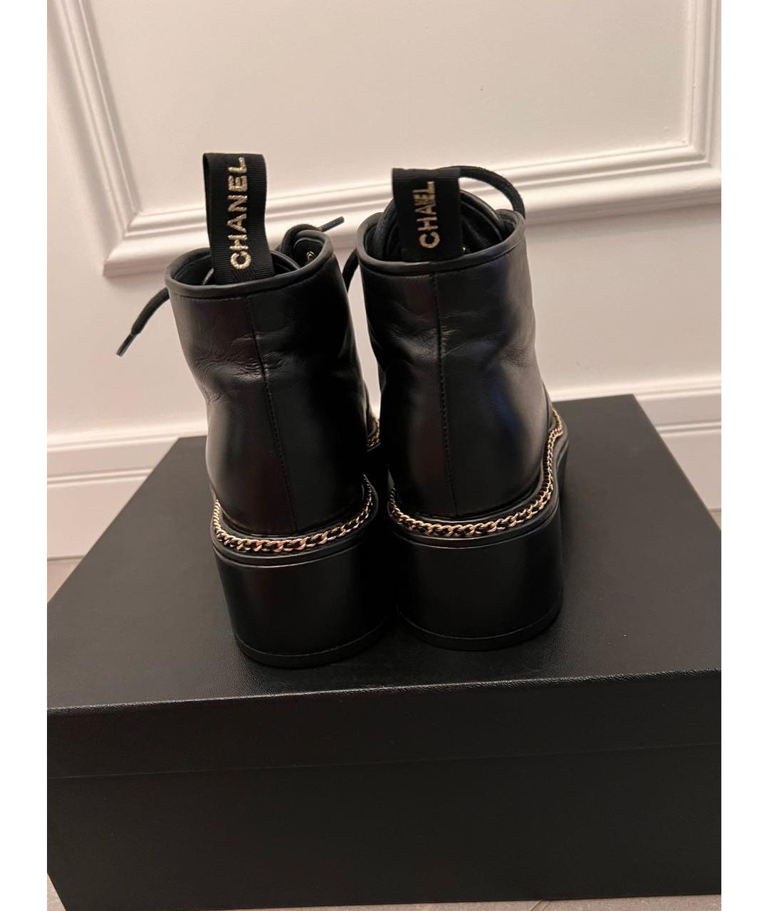 CHANEL Черные кожаные ботинки, фото 3