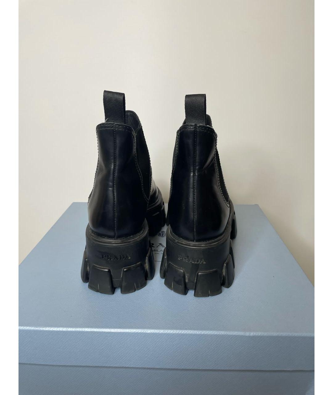 PRADA Черные кожаные ботинки, фото 4