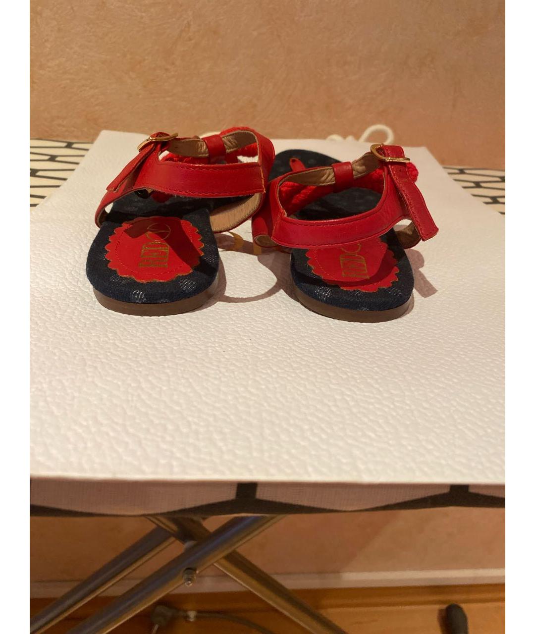 RED VALENTINO Красные кожаные сандалии, фото 4