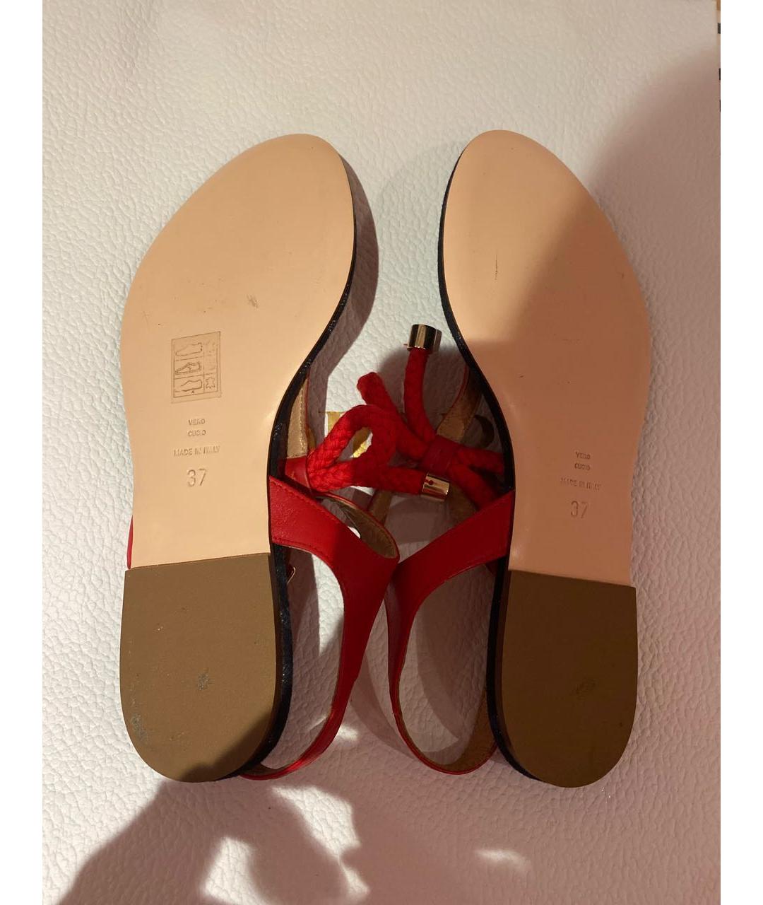 RED VALENTINO Красные кожаные сандалии, фото 5