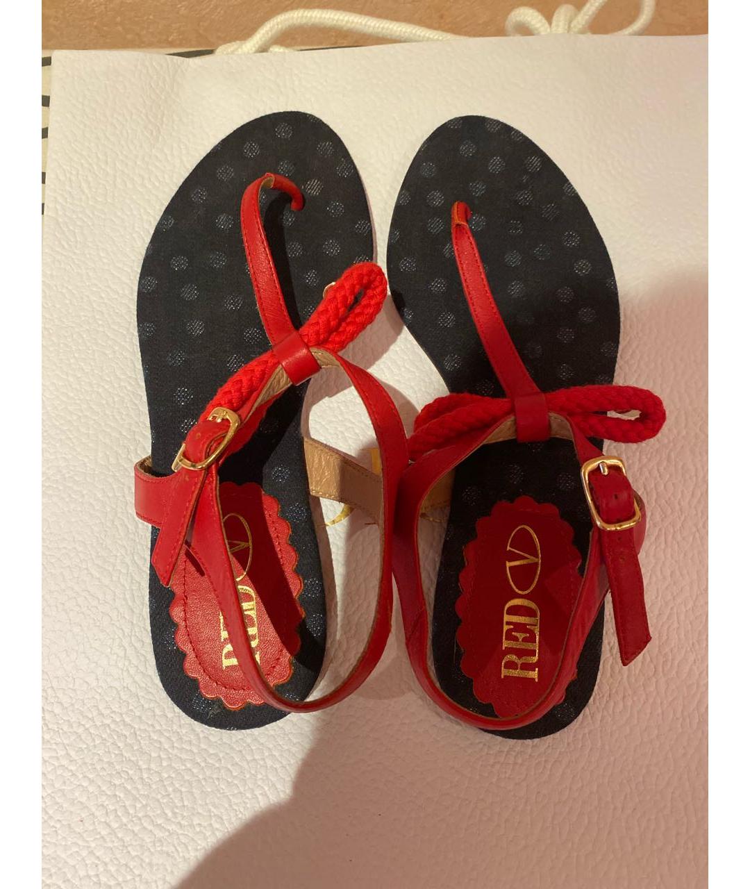 RED VALENTINO Красные кожаные сандалии, фото 3