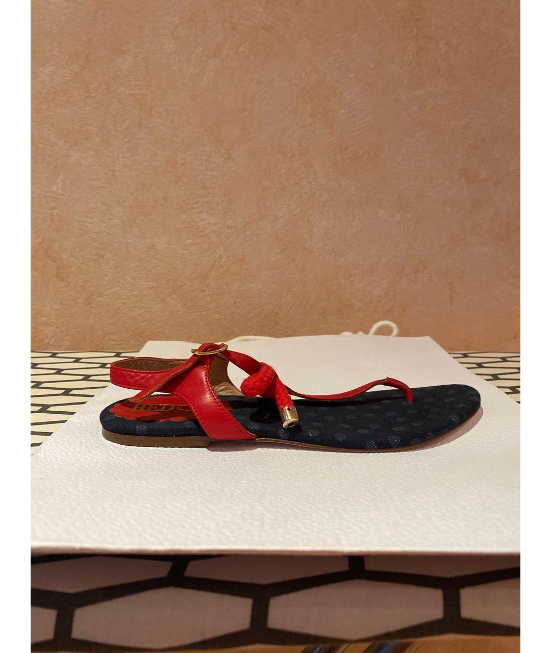 RED VALENTINO Красные кожаные сандалии, фото 7