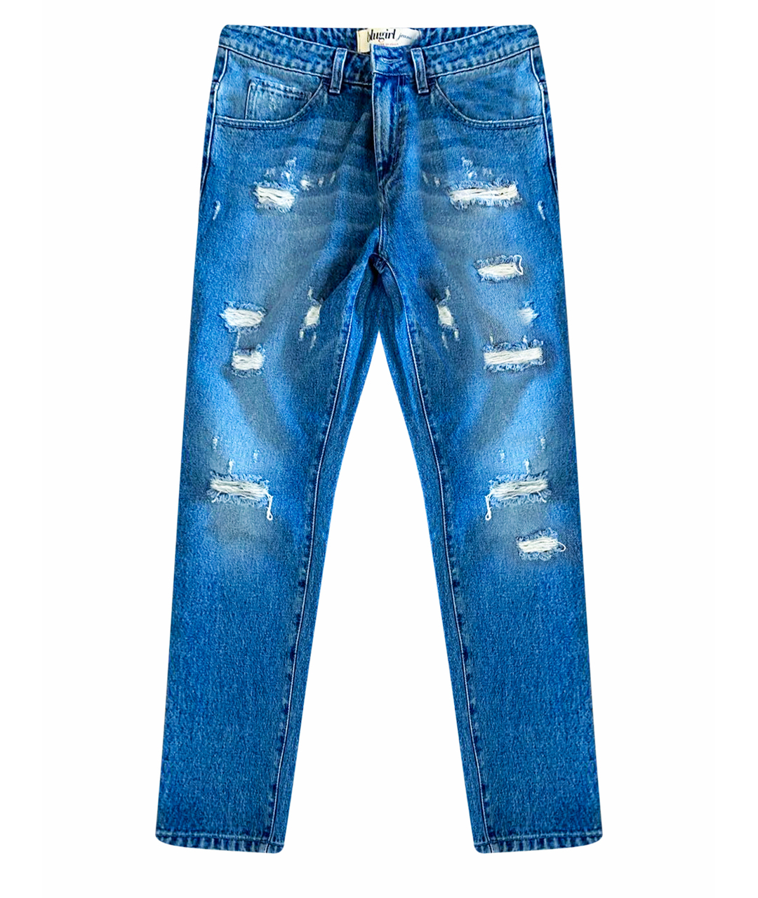 BLUMARINE Синие хлопковые прямые джинсы, фото 1