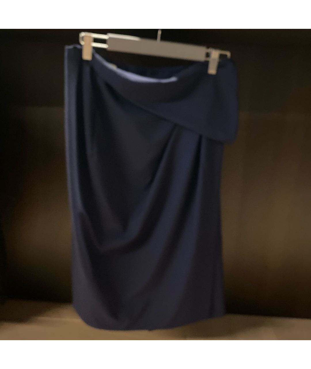 VIONNET Темно-синяя шерстяная юбка миди, фото 2