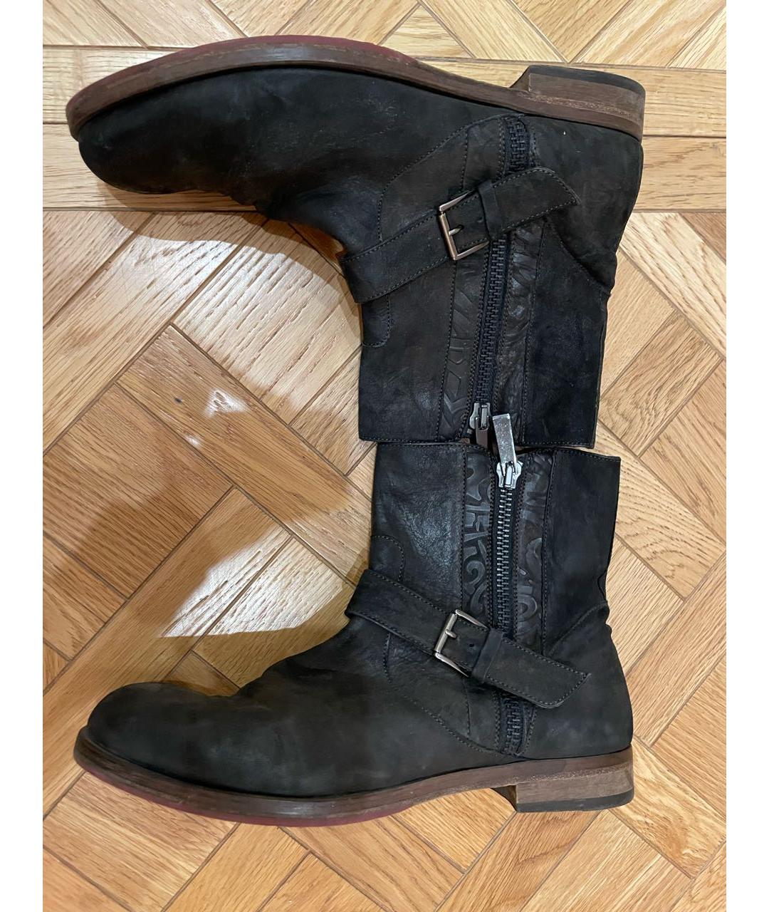 JOHN RICHMOND Коричневые кожаные высокие ботинки, фото 5