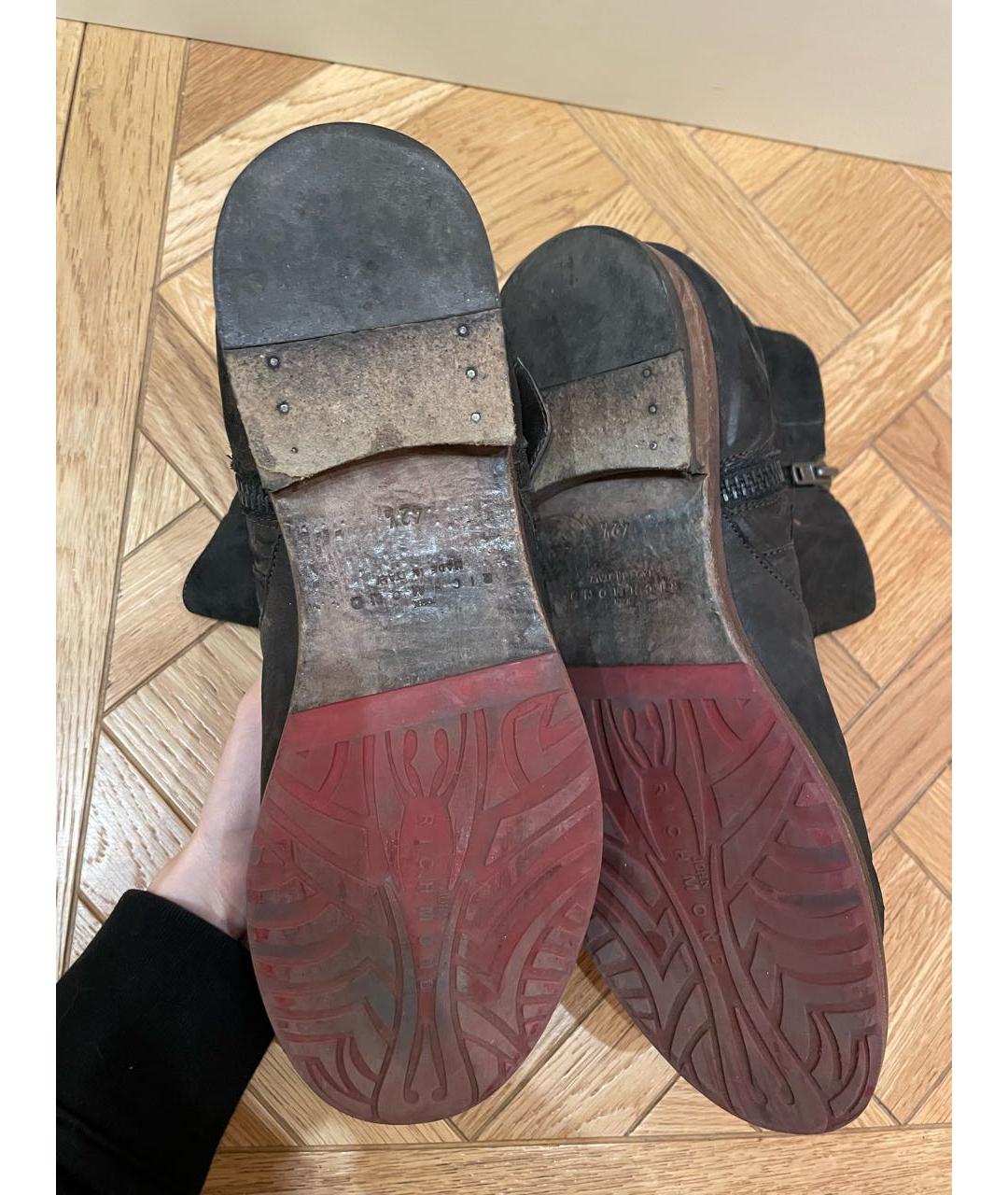 JOHN RICHMOND Коричневые кожаные высокие ботинки, фото 7