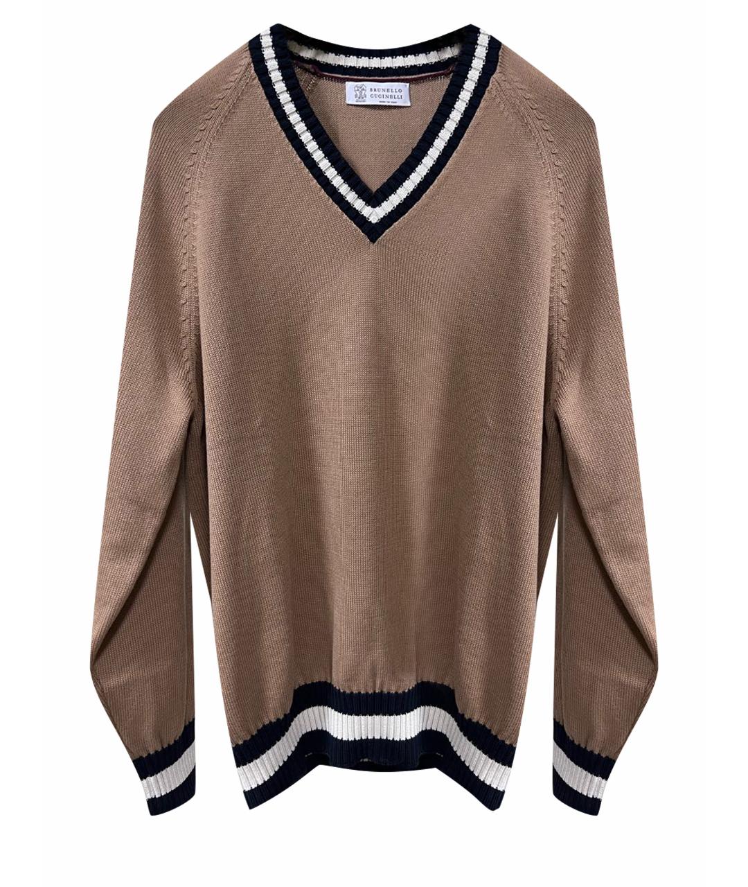 BRUNELLO CUCINELLI Горчичный хлопковый джемпер / свитер, фото 1