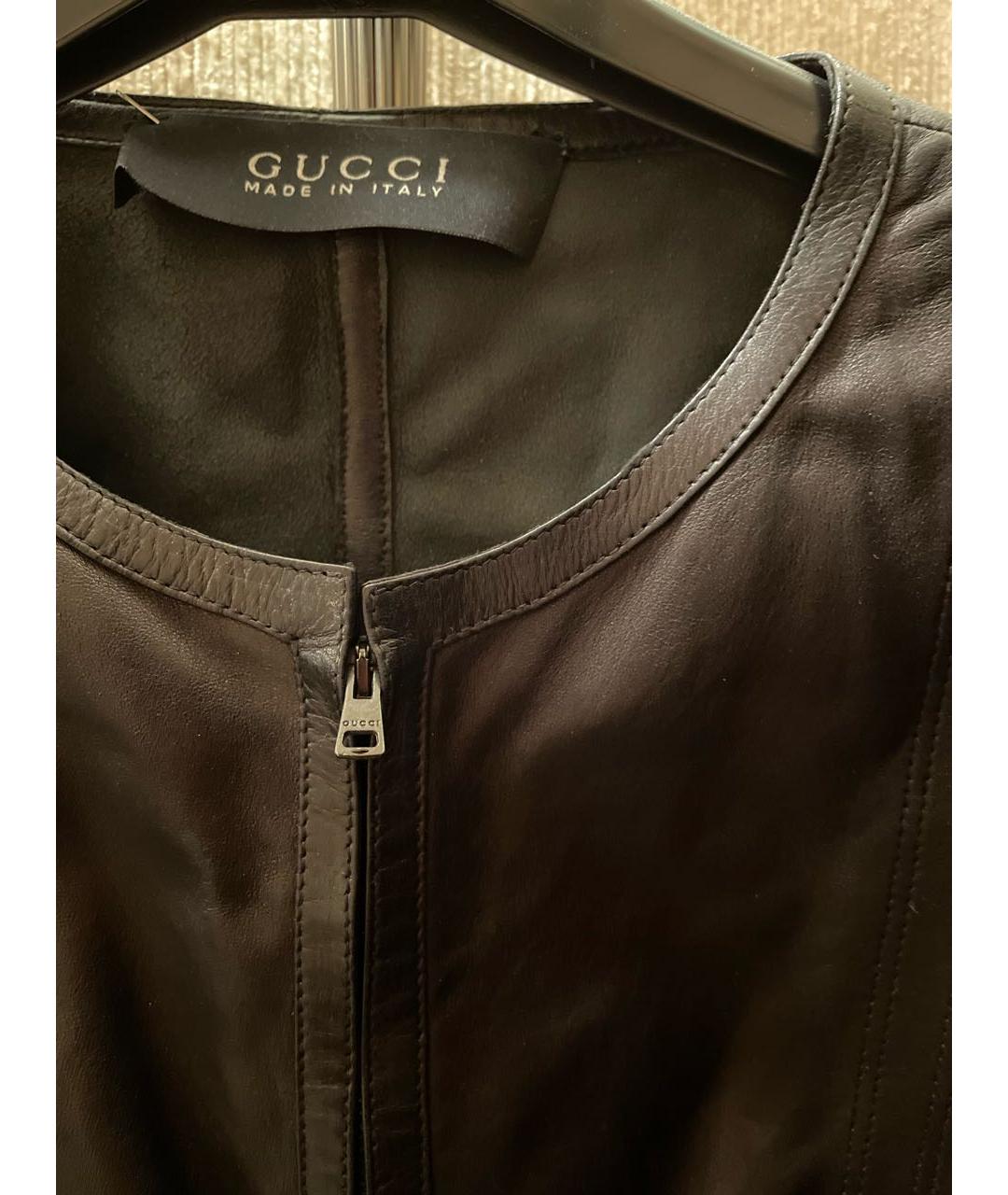 GUCCI Черный кожаный жакет/пиджак, фото 3