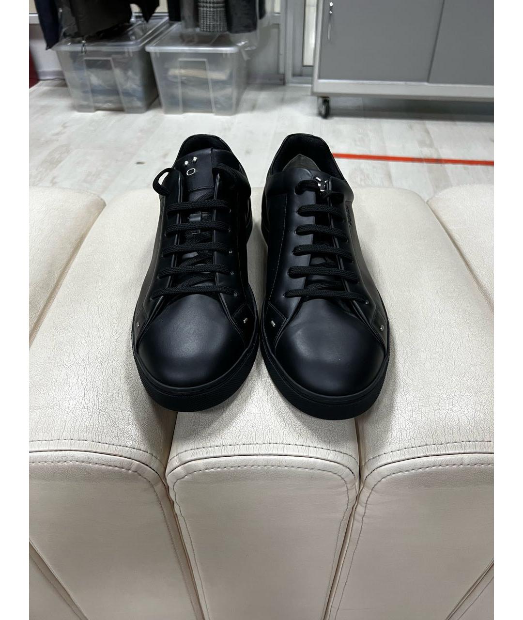 FENDI Черные кожаные низкие кроссовки / кеды, фото 5