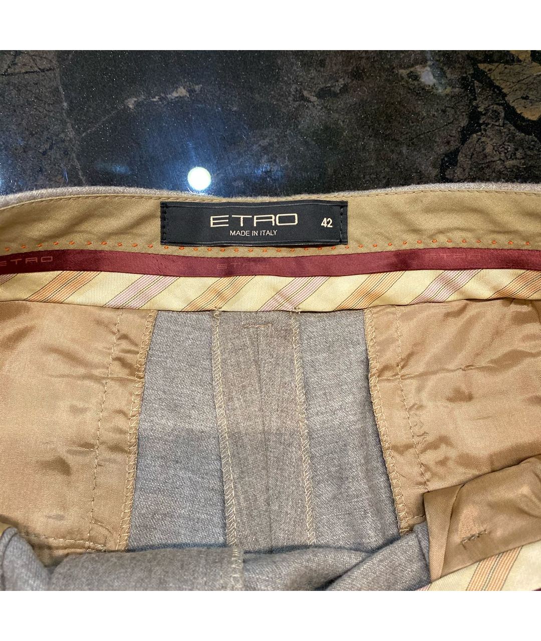 ETRO Бежевые шерстяные прямые брюки, фото 3