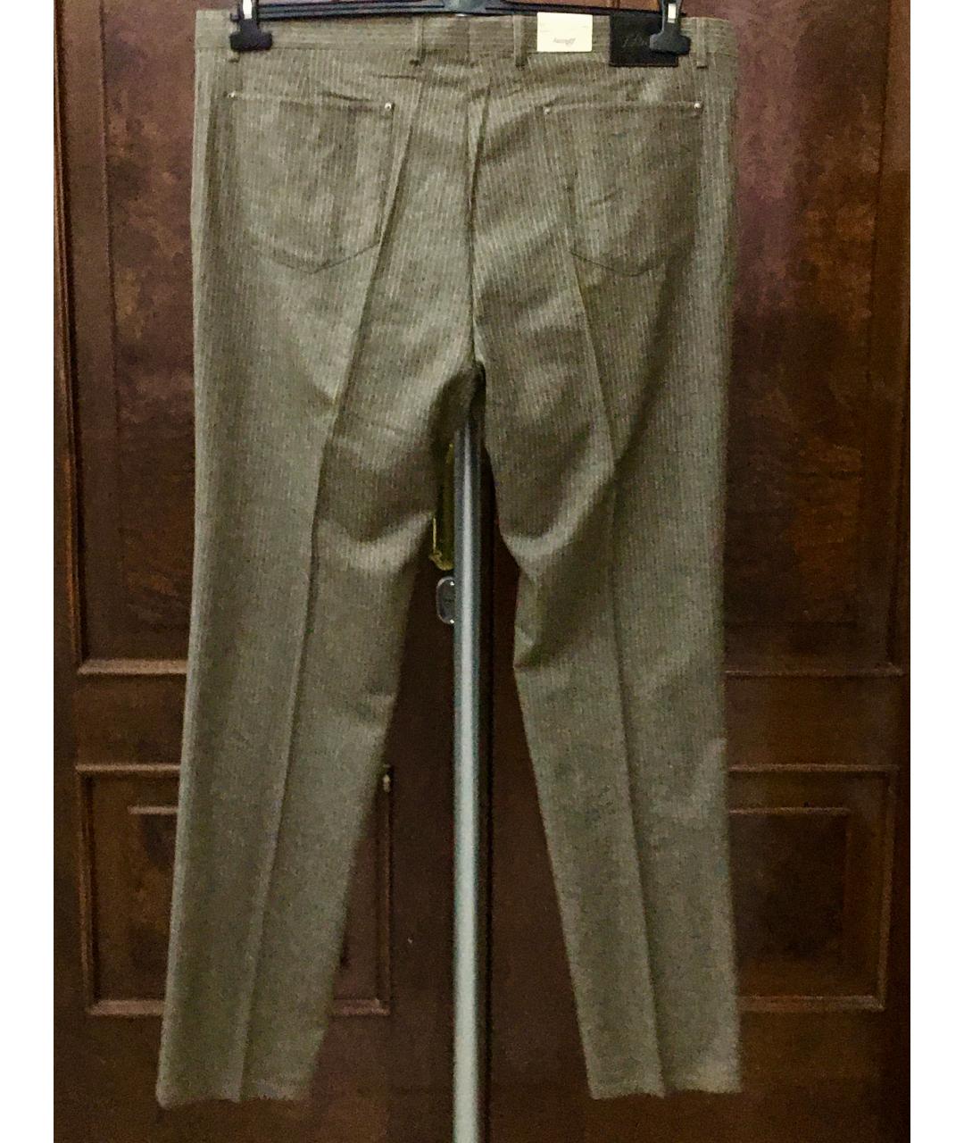 BRIONI Коричневые шерстяные повседневные брюки, фото 2