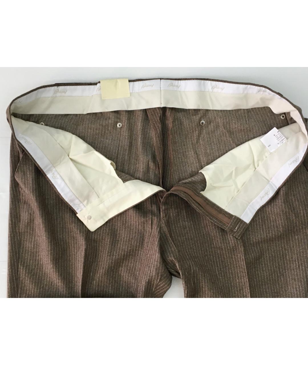 BRIONI Коричневые шерстяные повседневные брюки, фото 4