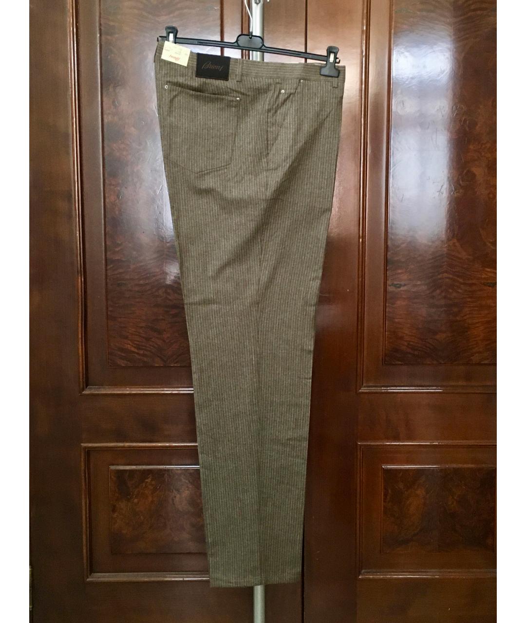 BRIONI Коричневые шерстяные повседневные брюки, фото 8