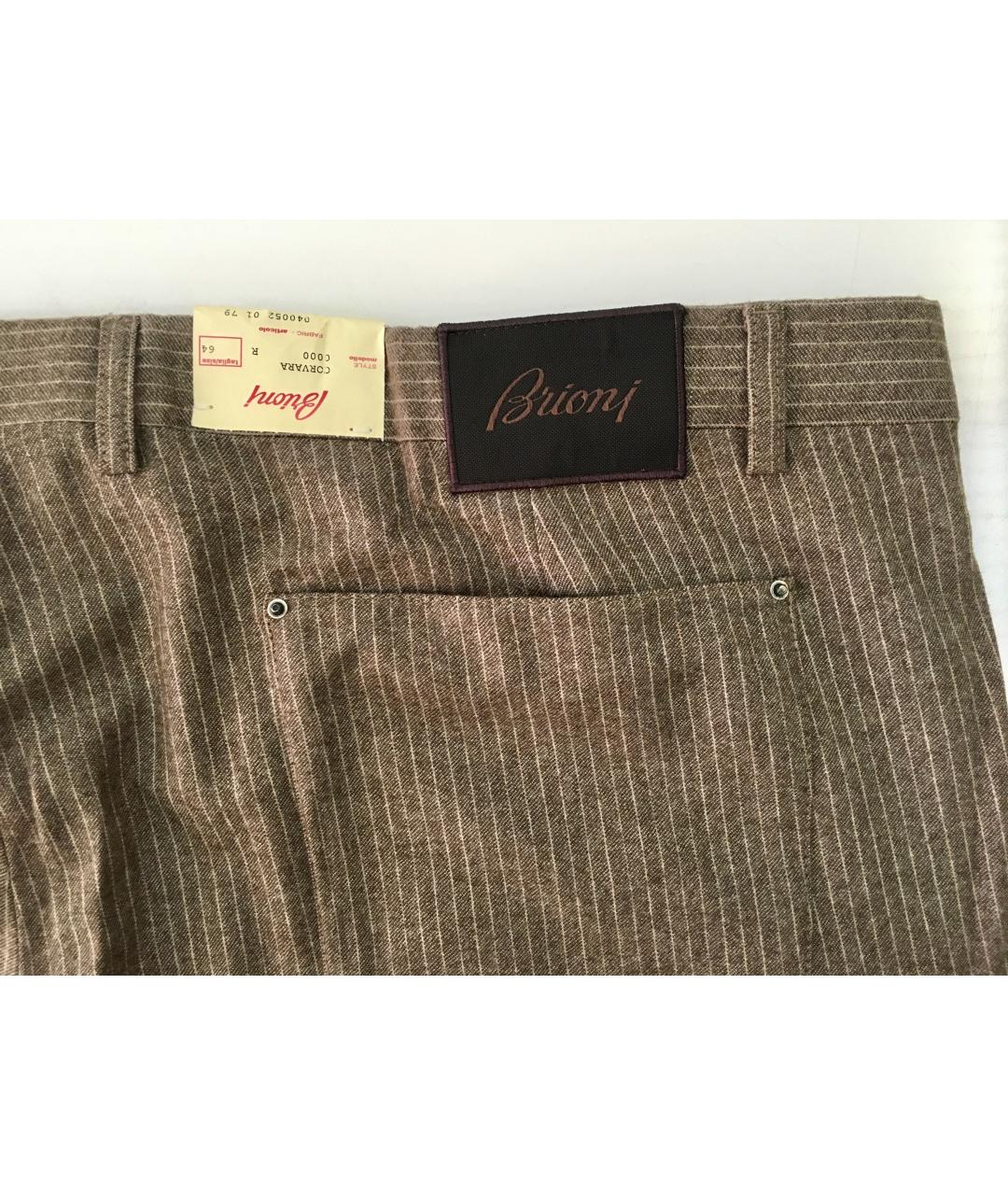 BRIONI Коричневые шерстяные повседневные брюки, фото 5