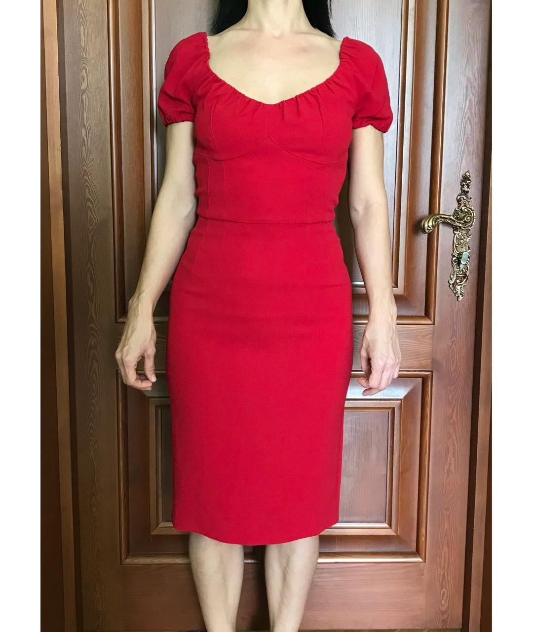 DOLCE&GABBANA Красное креповое коктейльное платье, фото 4
