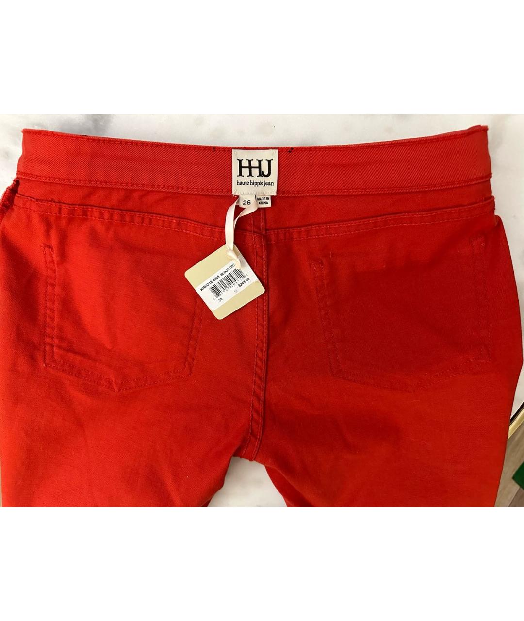HAUTE HIPPIE Красные хлопко-полиэстеровые джинсы слим, фото 3