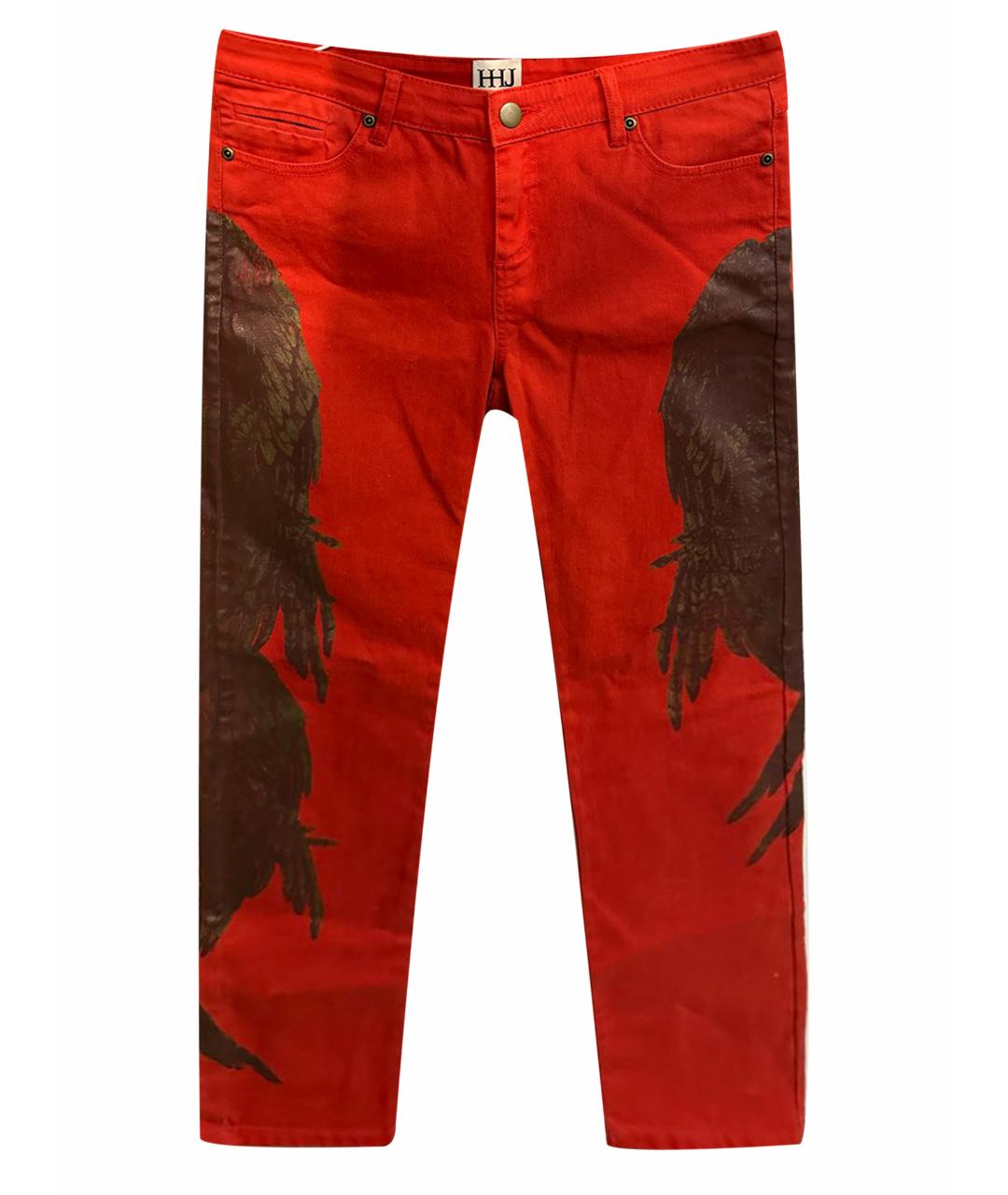 HAUTE HIPPIE Красные хлопко-полиэстеровые джинсы слим, фото 1