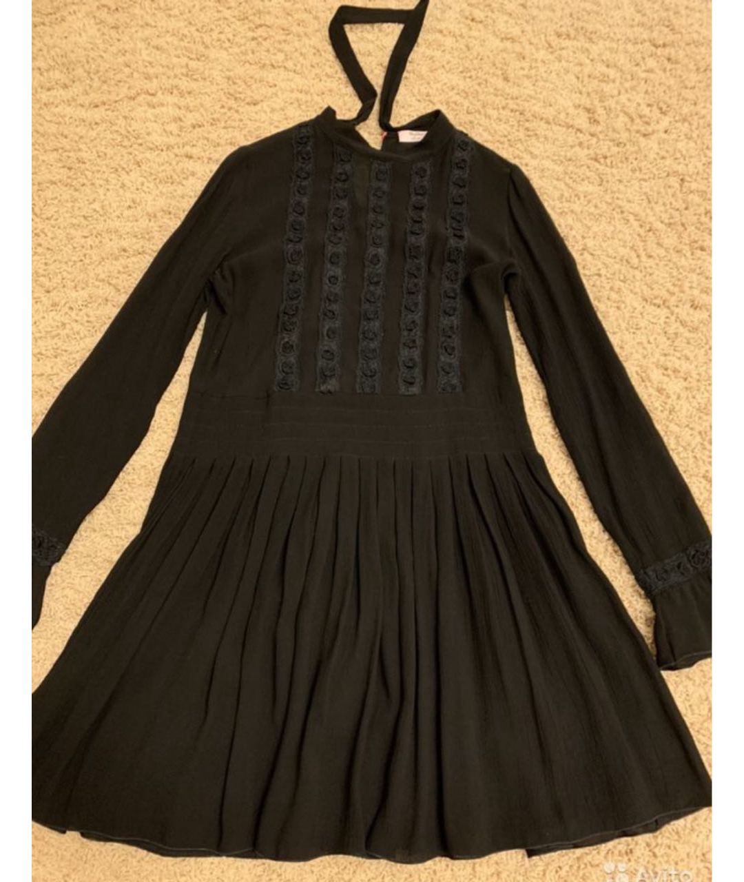 MAX MARA Черное шифоновое коктейльное платье, фото 4