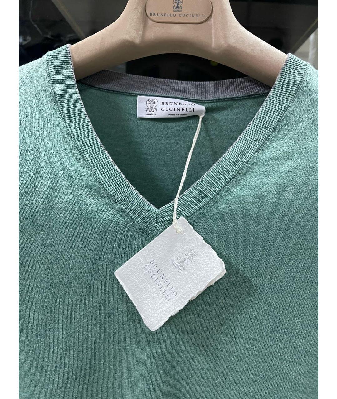 BRUNELLO CUCINELLI Зеленый хлопковый джемпер / свитер, фото 3