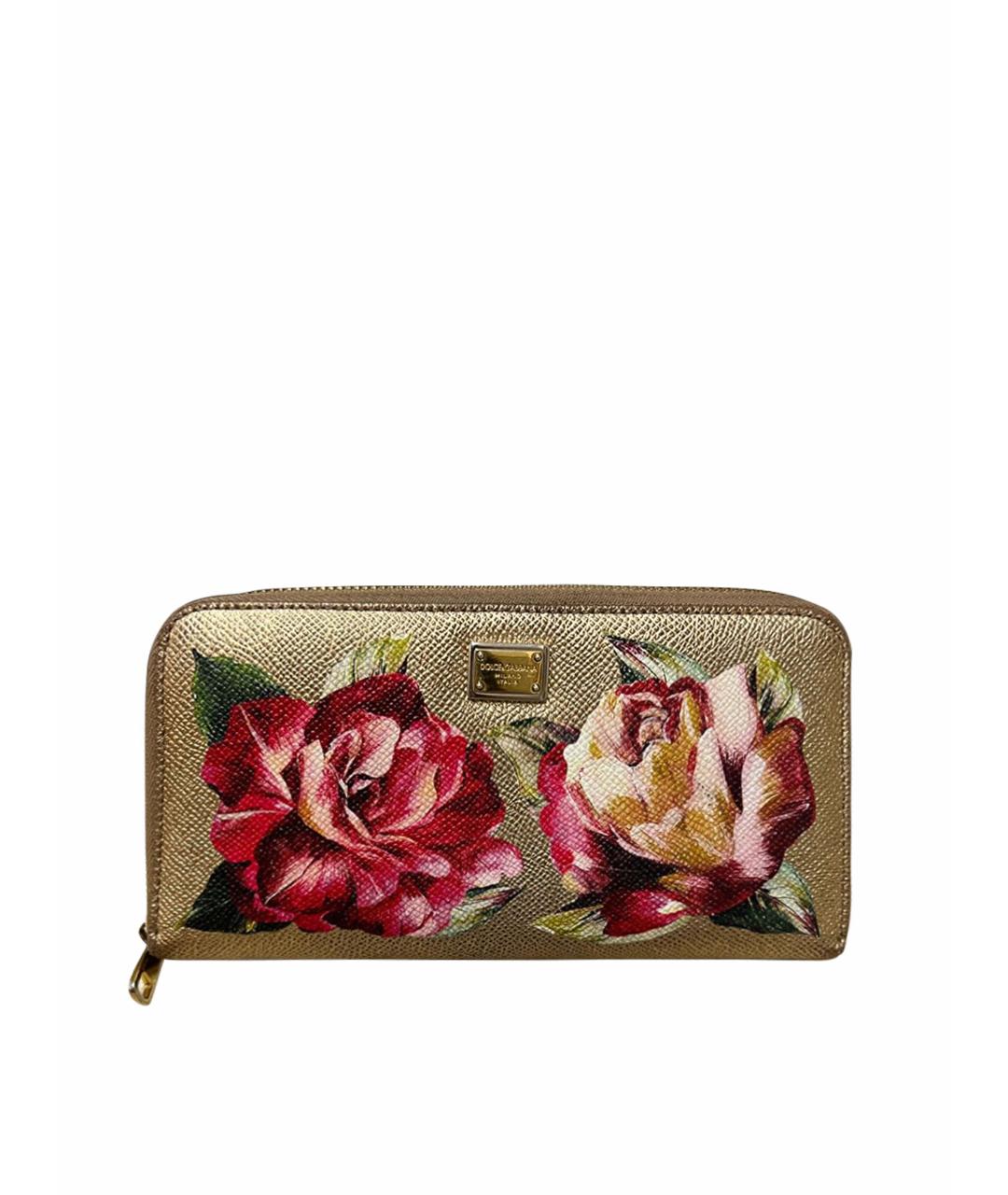 DOLCE&GABBANA Золотой кожаный кошелек, фото 1