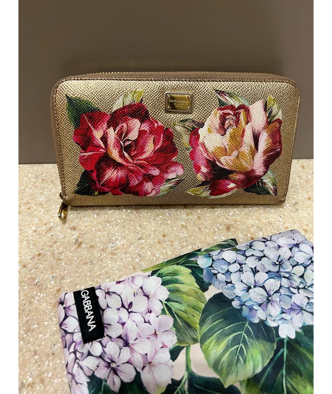 DOLCE&GABBANA Золотой кожаный кошелек, фото 5