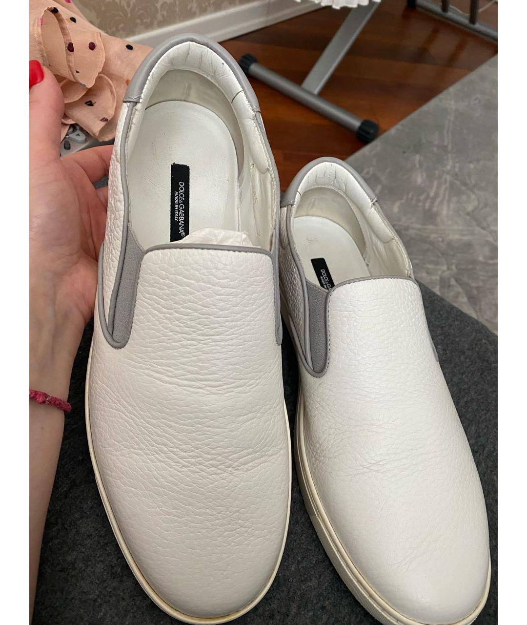 DOLCE&GABBANA Белые кожаные низкие кроссовки / кеды, фото 3
