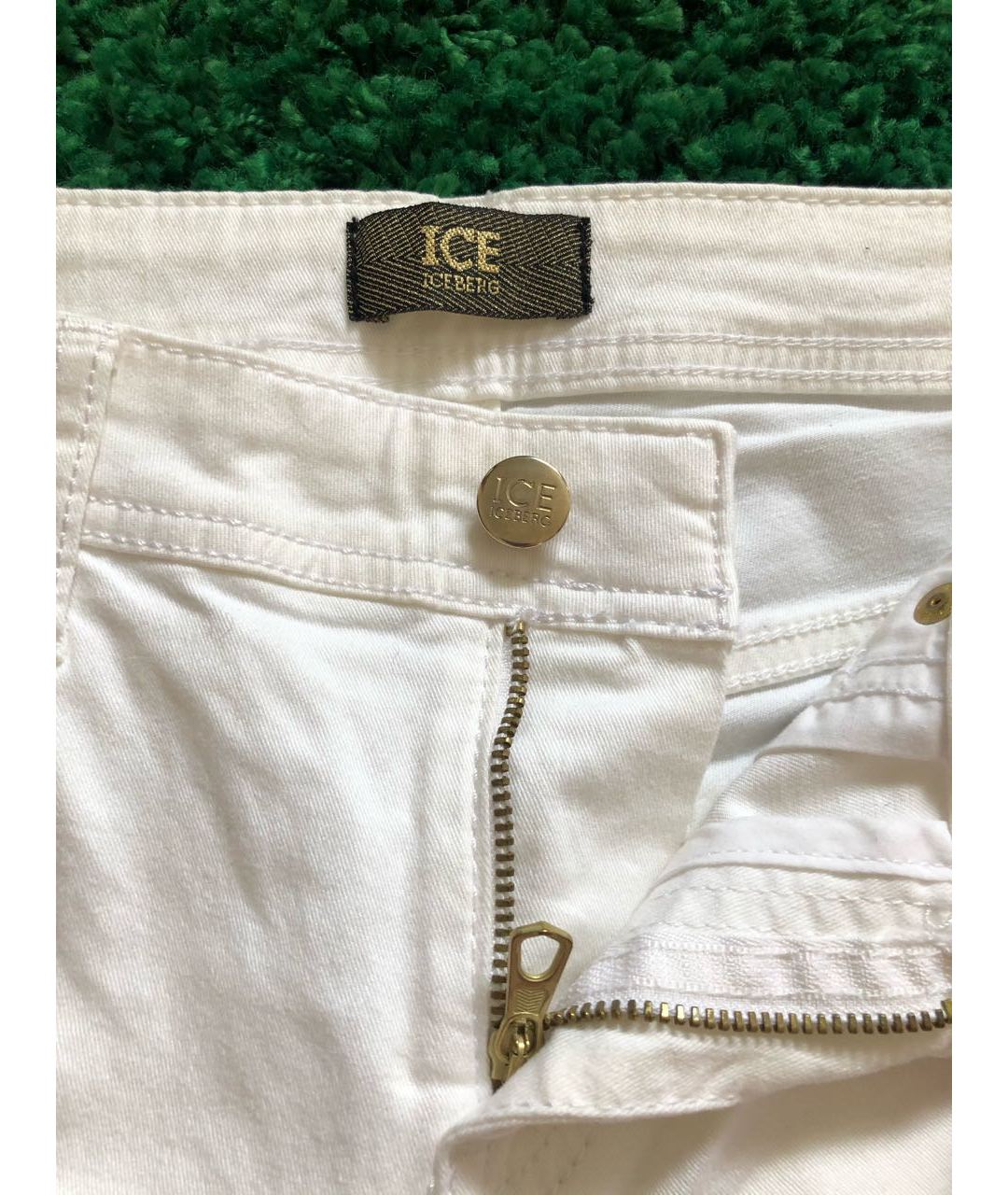 ICEBERG Белые хлопко-эластановые прямые брюки, фото 3