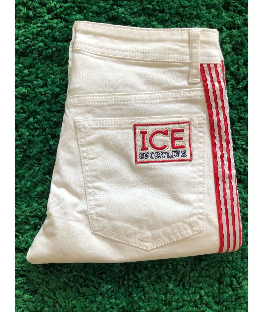 ICEBERG Белые хлопко-эластановые прямые брюки, фото 6