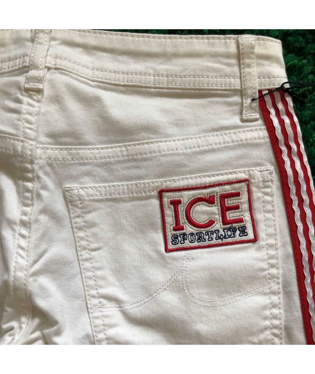 ICEBERG Белые хлопко-эластановые прямые брюки, фото 5
