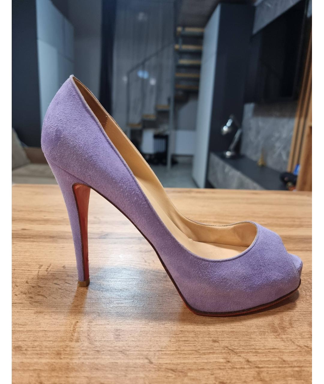 CHRISTIAN LOUBOUTIN Фиолетовые замшевые туфли, фото 10
