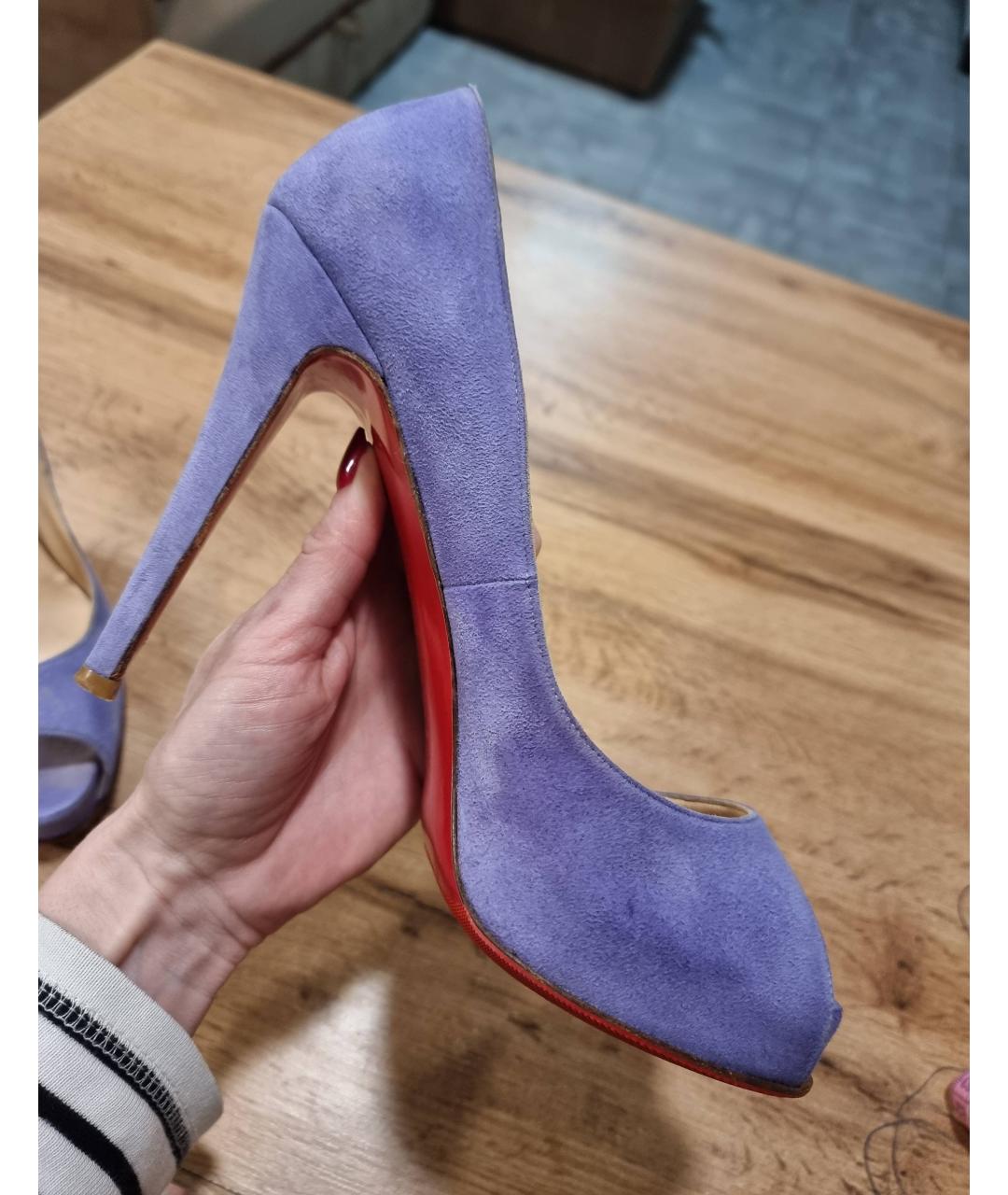 CHRISTIAN LOUBOUTIN Фиолетовые замшевые туфли, фото 8