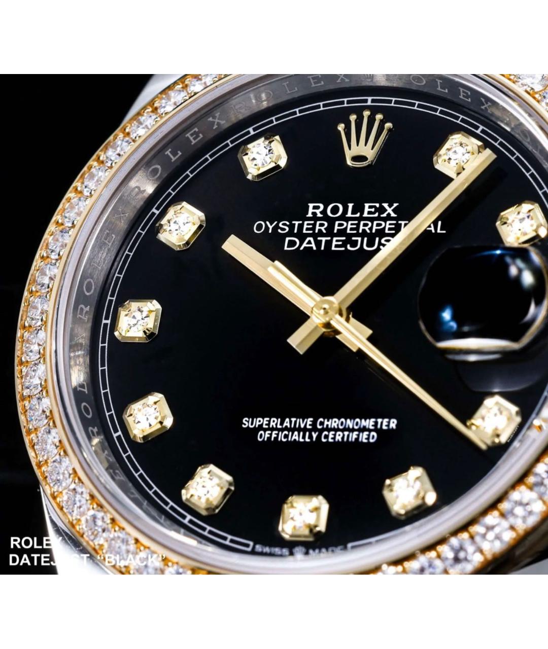 ROLEX Черные часы из розового золота, фото 2